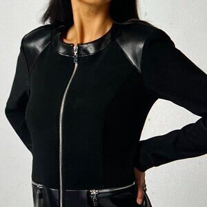 JOSEPH RIBKOFF Black Faux Leather Jacket Style 233240 Size 8